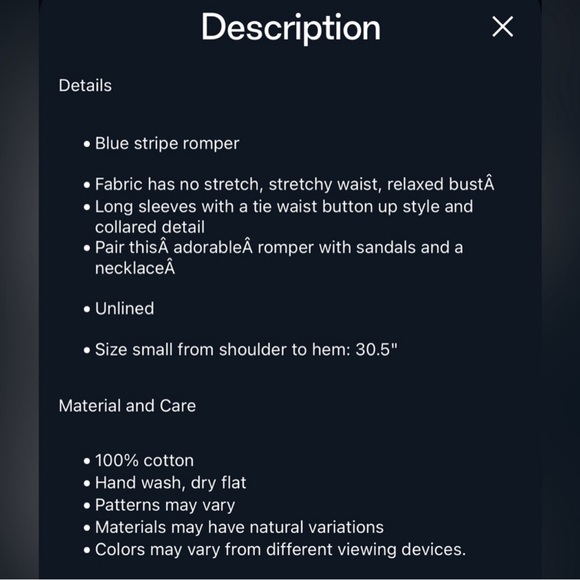 Pink Lily Blue Striped Romper with Collar - Picture 9 of 9